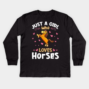 Just a Girl who Loves Horses Equestrian Kids Long Sleeve T-Shirt